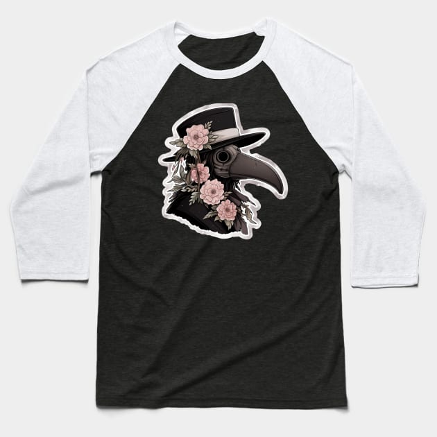 Cute Floral Plague Doctor Baseball T-Shirt by DarkSideRunners